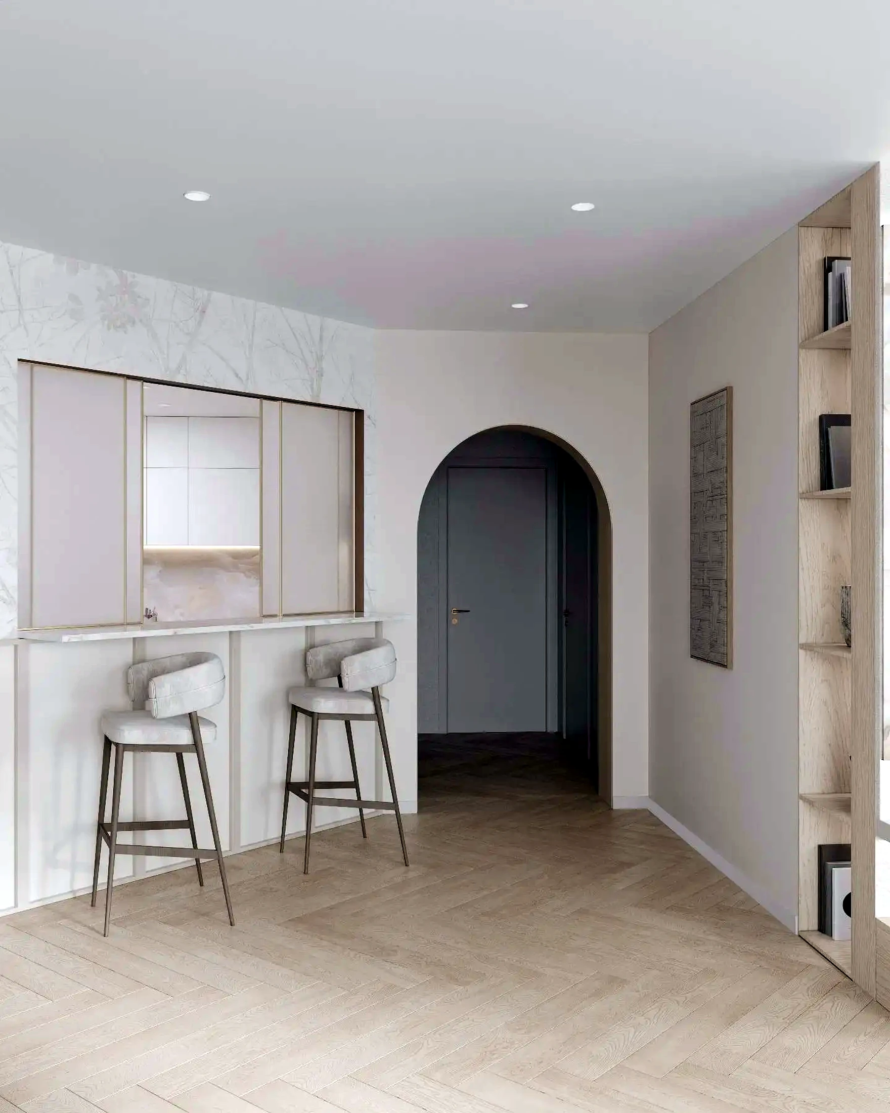 Open dining and kitchen interior in a Dubai apartment