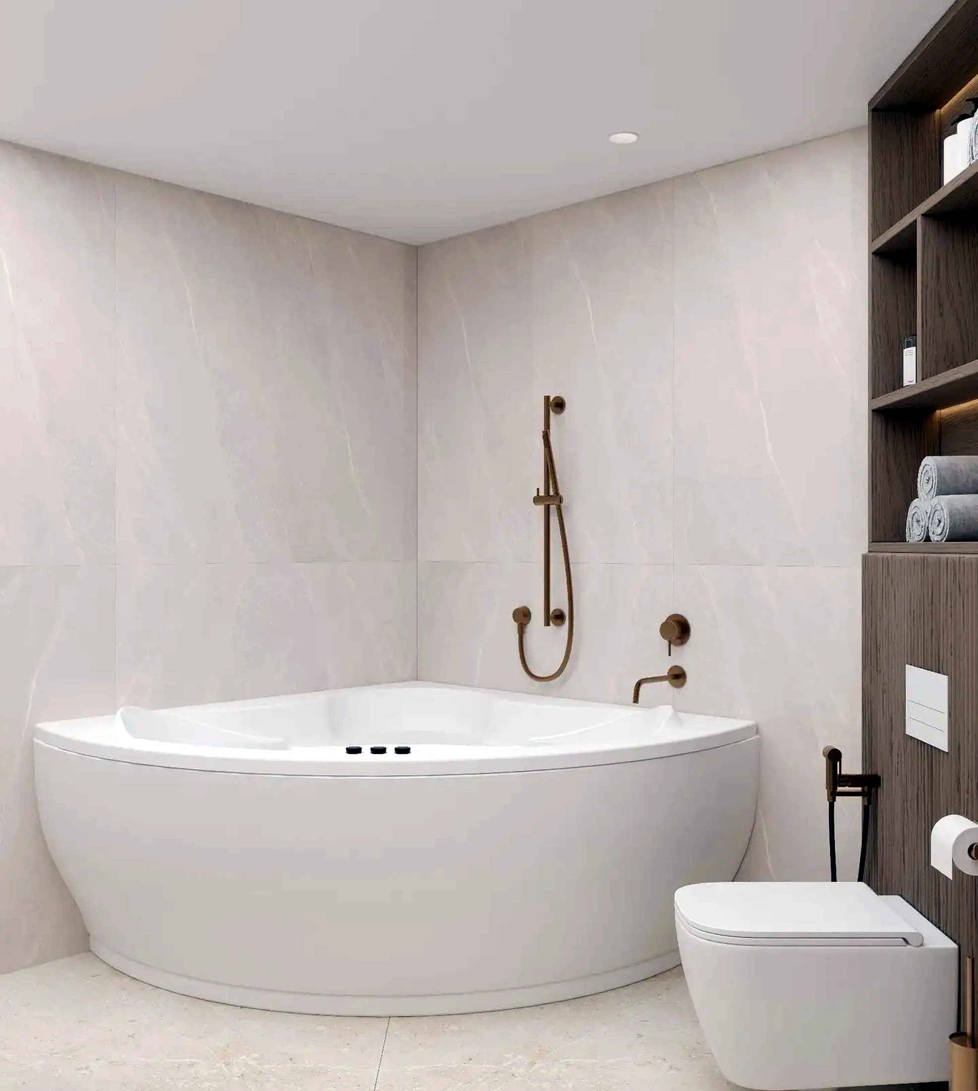 Modern bathroom vanity with illuminated mirror