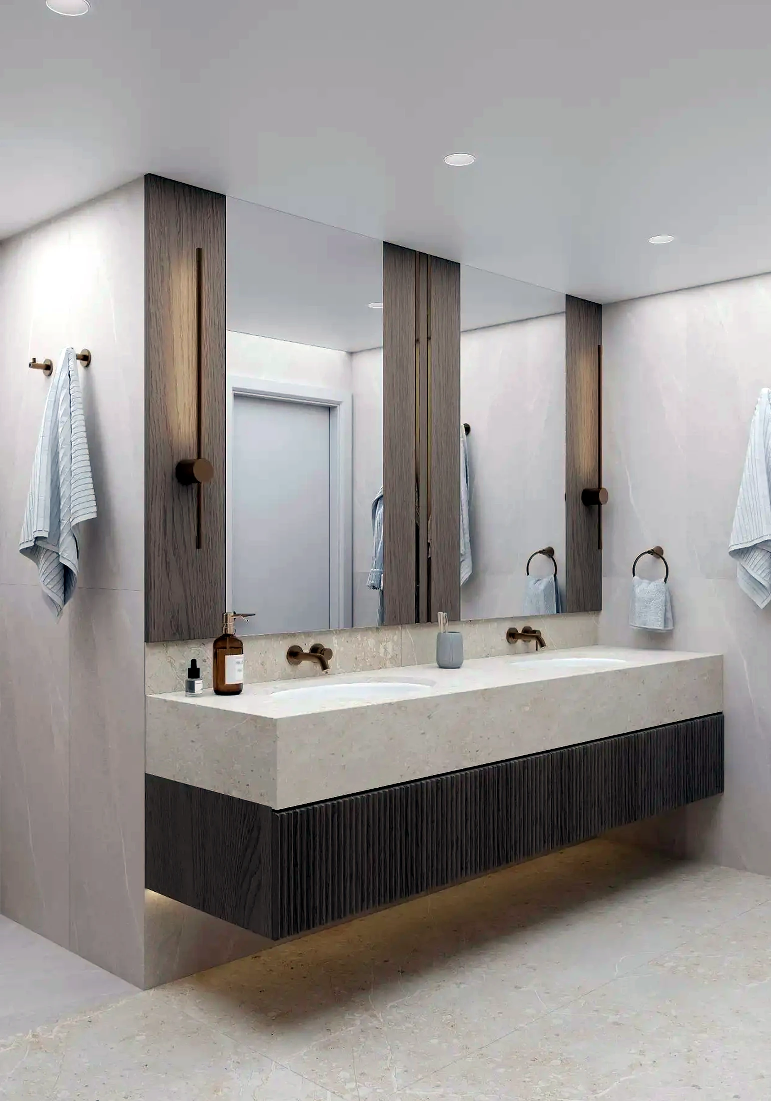 Neutral contemporary bathroom renovation