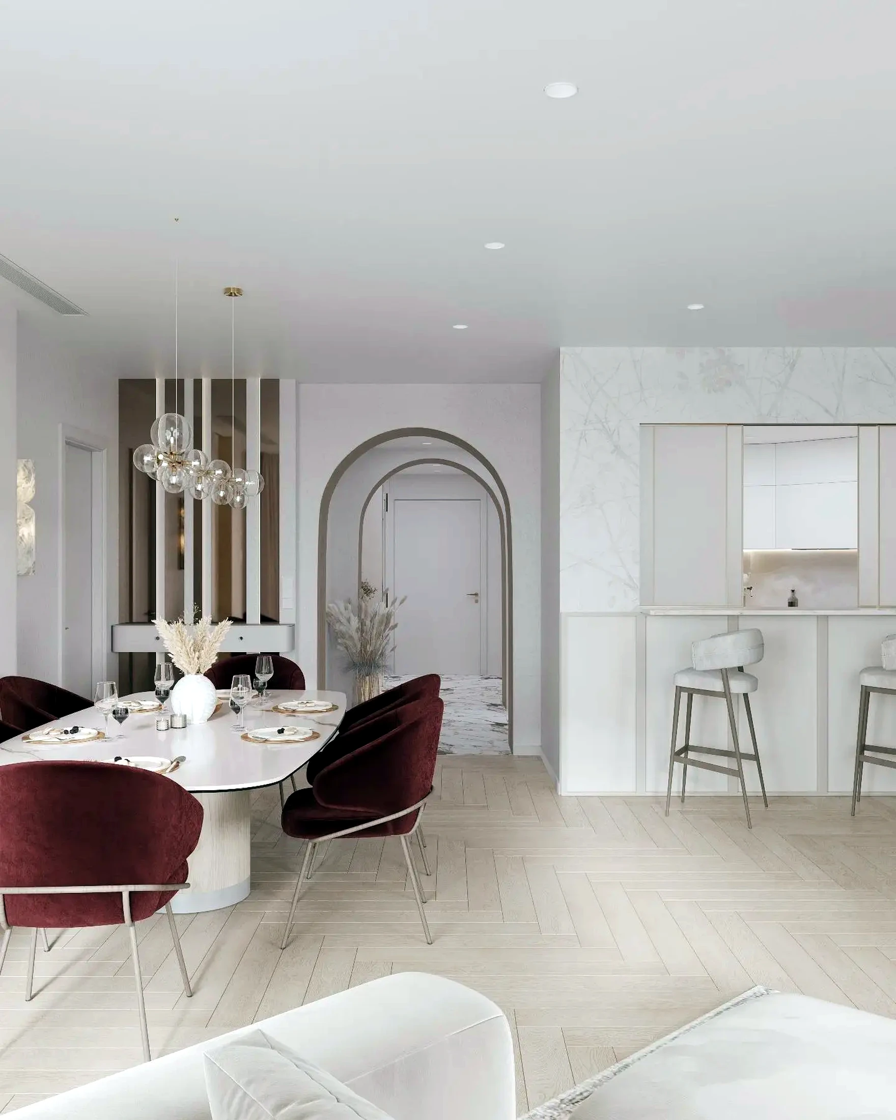 Open-plan apartment living and dining renovation