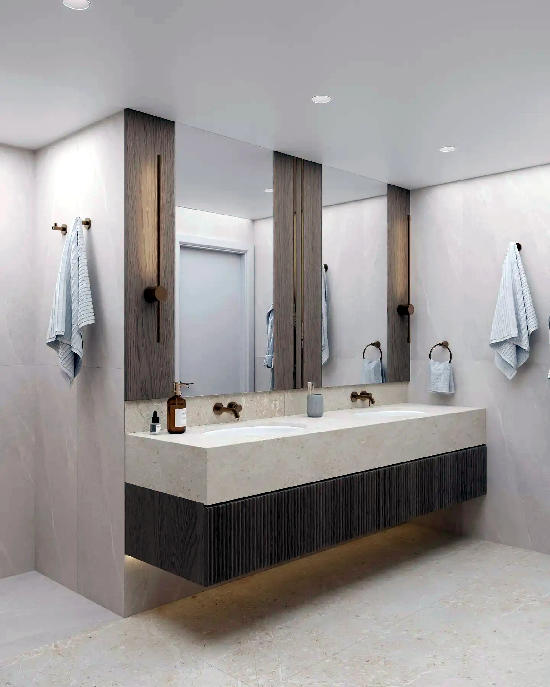 Double vanity modern bathroom renovation